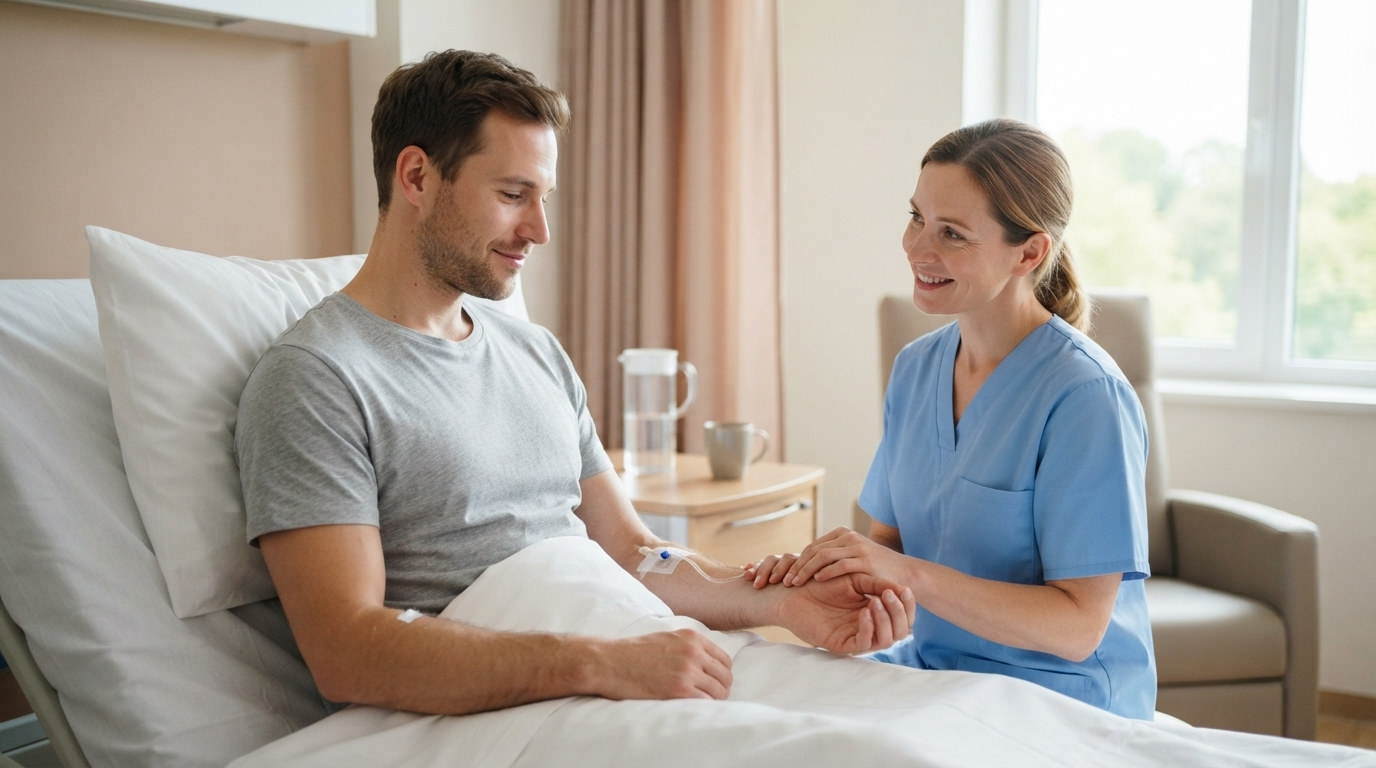 Медсестра проверяет состояние пациента после УБОД